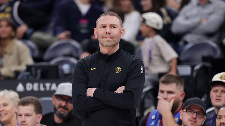 Apr 1, 2026; Salt Lake City, Utah, USA;  Denver Nuggets Head Coach David Adelman watches from the sidelines during the second quarter against the Utah Jazz at Delta Center. Mandatory Credit: Chris Nicoll-Imagn Images
