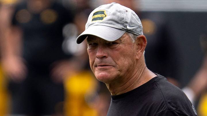 Iowa head coach Kirk Ferentz is pictured Aug. 15, 2026 during the Kids Day at Kinnick open practice at Kinnick Stadium in Iowa City, Iowa. Iowa head coach Kirk Ferentz is pictured Aug. 15, 2026 during the Kids Day at Kinnick open practice at Kinnick Stadium in Iowa City, Iowa.