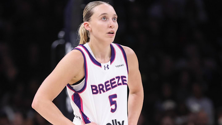 Mar 2, 2026; Brooklyn, NY, USA;  Breeze BC guard Paige Bueckers (5) at Barclay's Center. Mandatory Credit: Wendell Cruz-Imagn Images