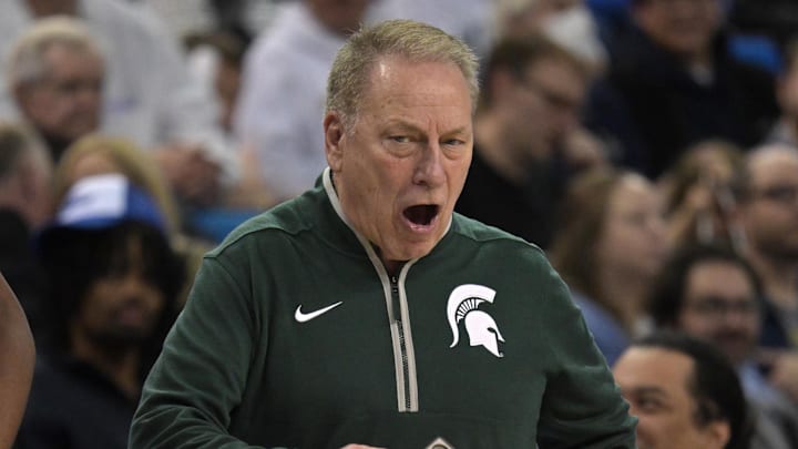 Feb 4, 2025; Los Angeles, California, USA; Michigan State Spartans head coach Tom Izzo reacts in the second half against the UCLA Bruins at Pauley Pavilion presented by Wescom. Mandatory Credit: Jayne Kamin-Oncea-Imagn Images Feb 4, 2025; Los Angeles, California, USA; Michigan State Spartans head coach Tom Izzo reacts in the second half against the UCLA Bruins at Pauley Pavilion presented by Wescom. Mandatory Credit: Jayne Kamin-Oncea-Imagn Images