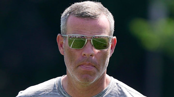 Brandon Beane, general manager of the Buffalo Bills, heads off the field at the end of practice at the Buffalo Bills training camp at St. John Fisher University in Pittsford on July 24, 2025. Brandon Beane, general manager of the Buffalo Bills, heads off the field at the end of practice at the Buffalo Bills training camp at St. John Fisher University in Pittsford on July 24, 2025.