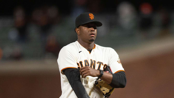 Apr 27, 2021; San Francisco, California, USA; San Francisco Giants pitcher Gregory Santos (78) on the mound against the Colorado Rockies during the tenth inning at Oracle Park. Mandatory Credit: D. Ross Cameron-Imagn Images