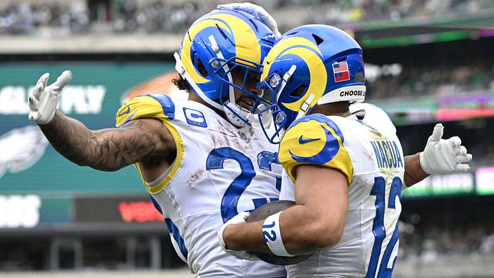 Rams running back Kyren Williams and wide receiver Puka Nacua combined for three touchdowns, including Williams's game-winning with less than a minute left to beat the Eagles on Sunday. Rams running back Kyren Williams and wide receiver Puka Nacua combined for three touchdowns, including Williams's game-winning with less than a minute left to beat the Eagles on Sunday.