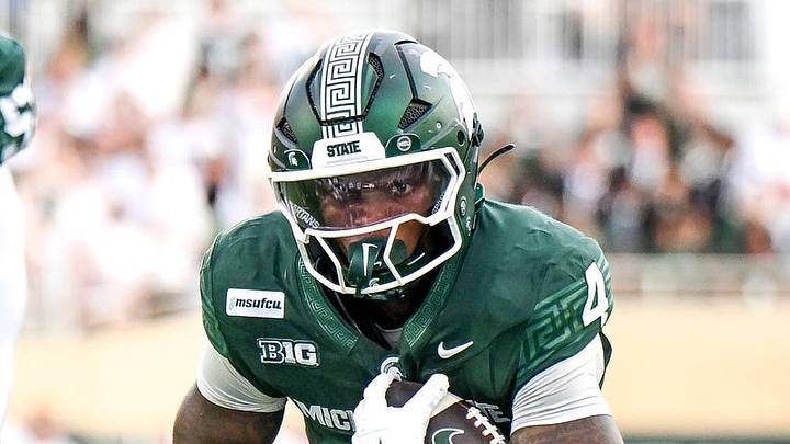 Michigan State’s Jaziun Patterson runs for a touchdown against Eastern Michigan during the fourth quarter on Saturday, Sept. 12, 2026, at Spartan Stadium in East Lansing. Michigan State’s Jaziun Patterson runs for a touchdown against Eastern Michigan during the fourth quarter on Saturday, Sept. 12, 2026, at Spartan Stadium in East Lansing.