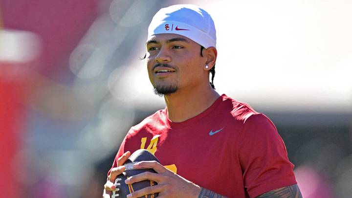 Oct 11, 2025; Los Angeles, California, USA; USC Trojans quarterback Jayden Maiava (14) warms up prior to the game against the Michigan Wolverines at United Airlines Field at the Los Angeles Memorial Coliseum. Mandatory Credit: Jayne Kamin-Oncea-Imagn Images Oct 11, 2025; Los Angeles, California, USA; USC Trojans quarterback Jayden Maiava (14) warms up prior to the game against the Michigan Wolverines at United Airlines Field at the Los Angeles Memorial Coliseum. Mandatory Credit: Jayne Kamin-Oncea-Imagn Images