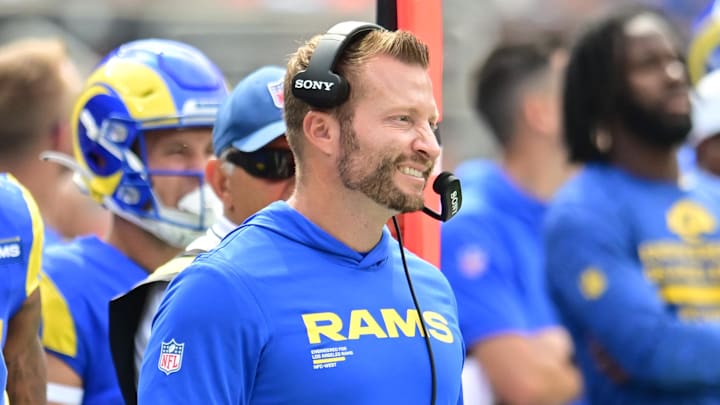 Aug 23, 2025; Cleveland, Ohio, USA; Los Angeles Rams head coach Sean McVay during the second half against the Cleveland Browns at Huntington Bank Field. Mandatory Credit: Ken Blaze-Imagn Images Aug 23, 2025; Cleveland, Ohio, USA; Los Angeles Rams head coach Sean McVay during the second half against the Cleveland Browns at Huntington Bank Field. Mandatory Credit: Ken Blaze-Imagn Images