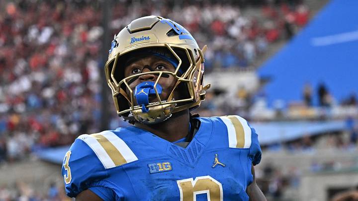 Sep 12, 2026; Pasadena, California, USA; UCLA running back Wayne Knight (3) looks on after completing a touchdown during the second half against San Diego State at the Rose Bowl. Mandatory Credit: William Liang-Imagn Images Sep 12, 2026; Pasadena, California, USA; UCLA running back Wayne Knight (3) looks on after completing a touchdown during the second half against San Diego State at the Rose Bowl. Mandatory Credit: William Liang-Imagn Images
