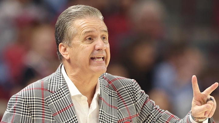 Arkansas Razorbacks coach John Calipari during the second half against the Auburn Tigers at Bud Walton Arena in Fayetteville, Ark.