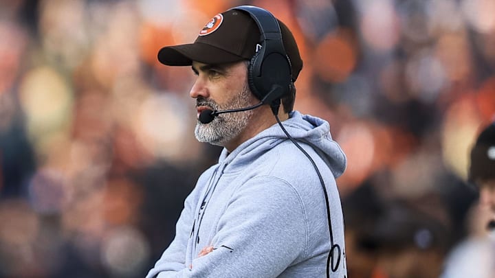 Dec 22, 2024; Cincinnati, Ohio, USA; Cleveland Browns head coach Kevin Stefanski during the second half in the game against the Cincinnati Bengals at Paycor Stadium. Mandatory Credit: Katie Stratman-Imagn Images