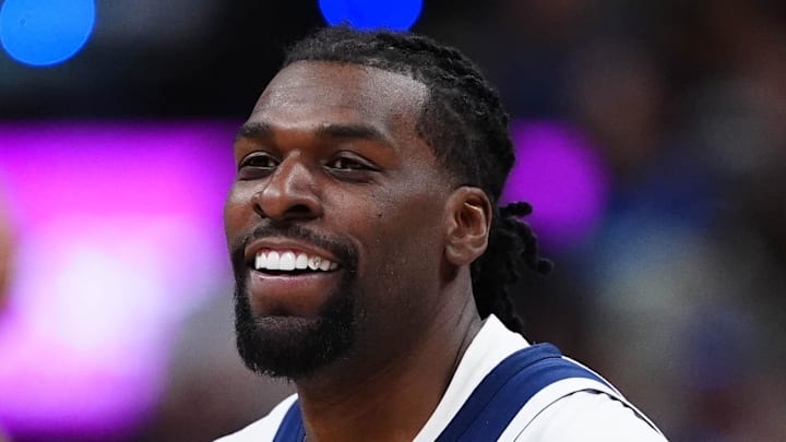 Apr 20, 2026; Denver, Colorado, USA; Minnesota Timberwolves center Naz Reid (11) reacts before the game against the Denver Nuggets during game two of the first round of the 2026 NBA Playoffs at Ball Arena. Mandatory Credit: Ron Chenoy-Imagn Images