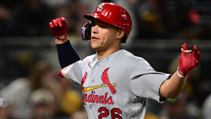 Apr 27, 2026; Pittsburgh, Pennsylvania, USA; St. Louis Cardinals shortstop JJ Wetherholt (26) runs the bases after hitting a solo home run against the Pittsburgh Pirates  during the ninth inning at PNC Park. Mandatory Credit: David Dermer-Imagn Images