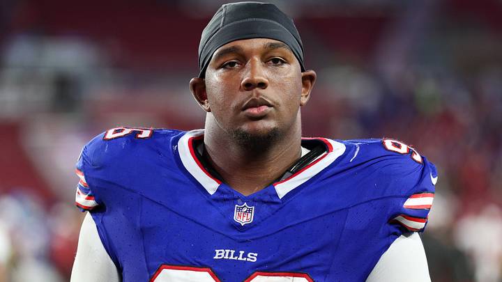 Buffalo Bills defensive tackle Deone Walker looks on after a game against the Tampa Bay Buccaneers at Raymond James Stadium. Buffalo Bills defensive tackle Deone Walker looks on after a game against the Tampa Bay Buccaneers at Raymond James Stadium.