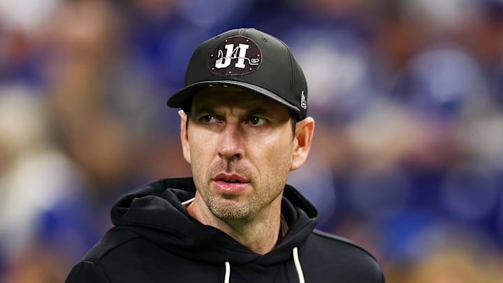 Shane Steichen of the Indianapolis Colts looks at the scoreboard Shane Steichen of the Indianapolis Colts looks at the scoreboard