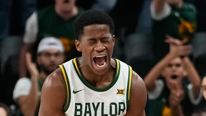 Mar 8, 2025; Waco, Texas, USA; Baylor Bears guard VJ Edgecombe (7) reacts after a play against the Houston Cougars during the second half at Paul and Alejandra Foster Pavilion. Mandatory Credit: Chris Jones-Imagn Images Mar 8, 2025; Waco, Texas, USA; Baylor Bears guard VJ Edgecombe (7) reacts after a play against the Houston Cougars during the second half at Paul and Alejandra Foster Pavilion. Mandatory Credit: Chris Jones-Imagn Images