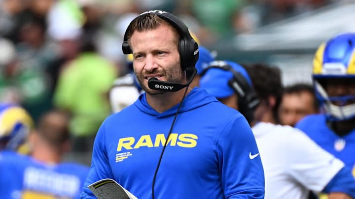 Sep 21, 2025; Philadelphia, Pennsylvania, USA; Los Angeles Rams head coach Sean McVay during the first half at Lincoln Financial Field. Mandatory Credit: Eric Hartline-Imagn Images Sep 21, 2025; Philadelphia, Pennsylvania, USA; Los Angeles Rams head coach Sean McVay during the first half at Lincoln Financial Field. Mandatory Credit: Eric Hartline-Imagn Images