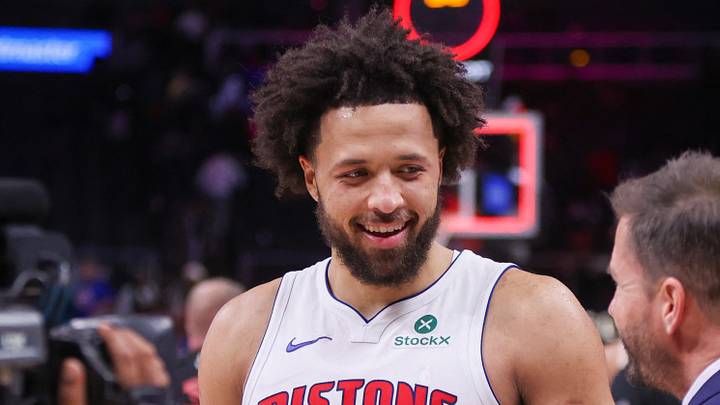 Nov 18, 2025; Atlanta, Georgia, USA; Detroit Pistons guard Cade Cunningham (2) does an interview after a victory over the Atlanta Hawks at State Farm Arena. Mandatory Credit: Brett Davis-Imagn Images Nov 18, 2025; Atlanta, Georgia, USA; Detroit Pistons guard Cade Cunningham (2) does an interview after a victory over the Atlanta Hawks at State Farm Arena. Mandatory Credit: Brett Davis-Imagn Images