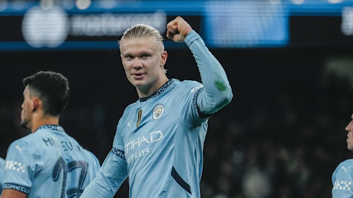 Erling Haaland scored Manchester City's first goal against Brighton.