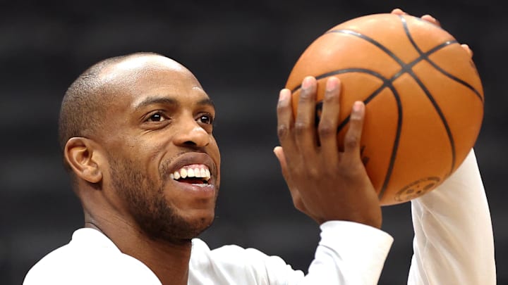 Washington Wizards forward Khris Middleton takes a shot before a game against the Portland Trail Blazers.
