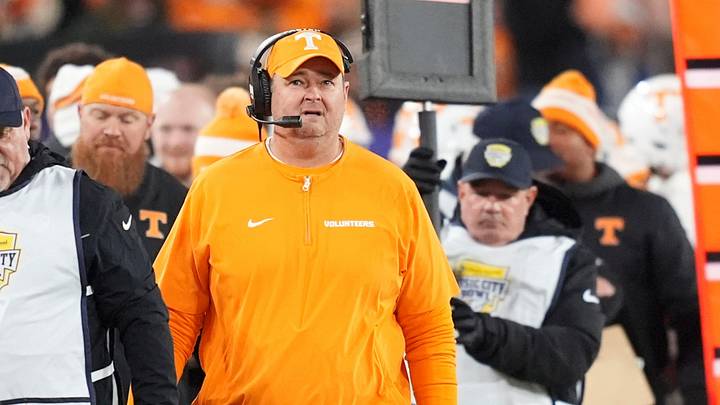 Tennessee coach Josh Heupel on the sidelines during the Music City Bowl NCAA college football game against Illinois on Dec. 30, 2025, in Nashville, Tennessee.