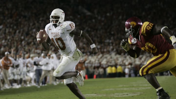 Texas quarterback Vince Young scores a touchdown against USC in the 2006 Rose Bowl.

Xxx Rose Bowl 561 Jpg S Fbc Usa Ca