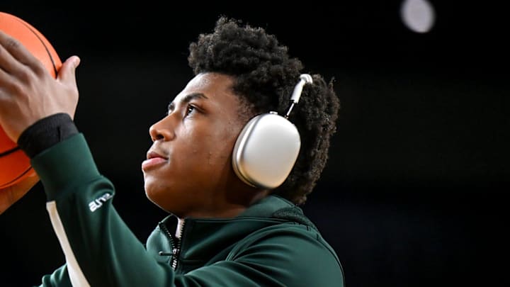 Michigan State's Jeremy Fears Jr. shoots before the game against Michigan on Sunday, March 8, 2026, at the Crisler Center in Ann Arbor. Michigan State's Jeremy Fears Jr. shoots before the game against Michigan on Sunday, March 8, 2026, at the Crisler Center in Ann Arbor.
