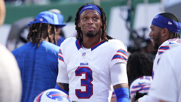 Sep 14, 2025; East Rutherford, New Jersey, USA; Buffalo Bills safety Damar Hamlin (3) after the game against the New York Jets at MetLife Stadium.
