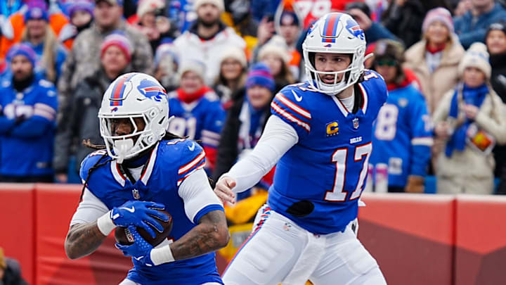 Buffalo Bills quarterback Josh Allen and running back James Cook.