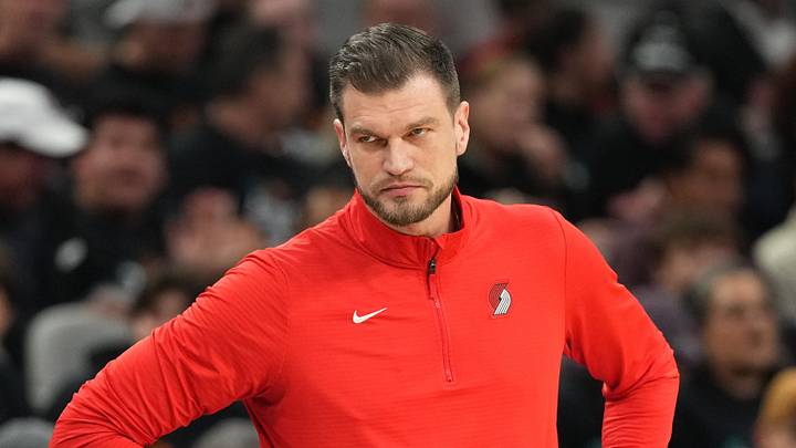 Apr 21, 2026; San Antonio, Texas, USA; Portland Trail Blazers head coach Tiago Splitter during the second half of game two of the first round of the 2026 NBA Playoffs against the San Antonio Spurs at Frost Bank Center. Mandatory Credit: Scott Wachter-Imagn Images