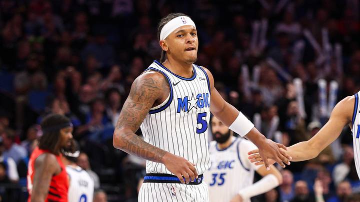 Nov 10, 2025; Orlando, Florida, USA; Orlando Magic forward Paolo Banchero (5) and forward Tristan da Silva (23) react after a play against the Portland Trail Blazers in the third quarter at Kia Center. Mandatory Credit: Nathan Ray Seebeck-Imagn Images Nov 10, 2025; Orlando, Florida, USA; Orlando Magic forward Paolo Banchero (5) and forward Tristan da Silva (23) react after a play against the Portland Trail Blazers in the third quarter at Kia Center. Mandatory Credit: Nathan Ray Seebeck-Imagn Images