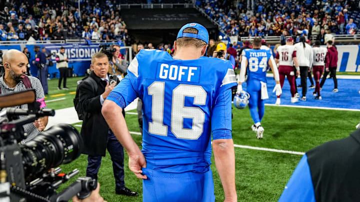 Detroit Lions quarterback Jared Goff walks off the field after losing to the Washington Commanders 45-31 in NFC playoffs Detroit Lions quarterback Jared Goff walks off the field after losing to the Washington Commanders 45-31 in NFC playoffs
