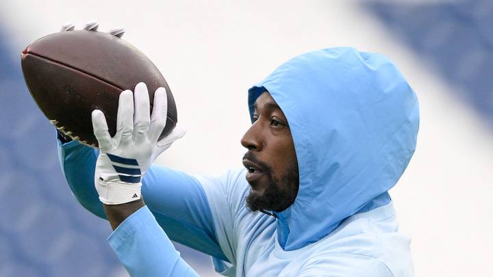 Oct 11, 2026; Nashville, Tennessee, USA;  Tennessee Titans wide receiver Calvin Ridley (0) during pre-game warmups against the Houston Texans at Nissan Stadium. Mandatory Credit: Steve Roberts-Imagn Images