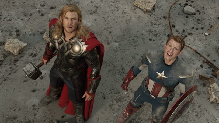 Chris Hemsworth and Chris Evans in The Avengers (2012) ©Marvel 2012