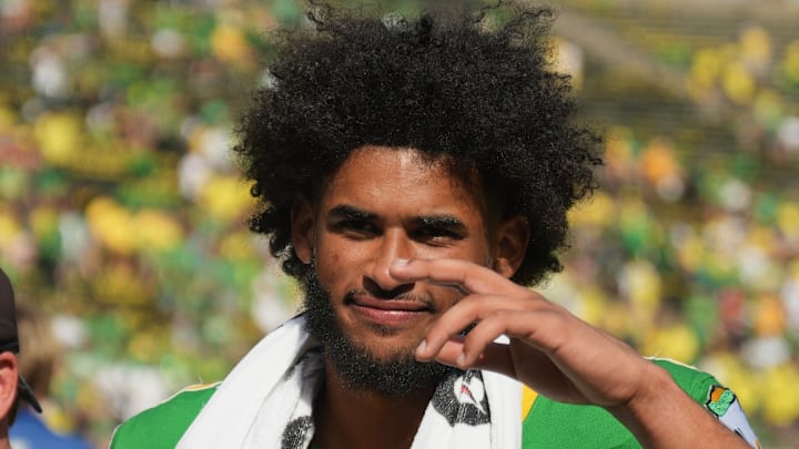 Oregon Ducks quarterback Dante Moore nfl draft usc trojans jayden maiava dan lanning lincoln riley rank grade football big ten