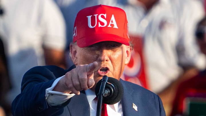 President Donald Trump speaks during the American 250 kickoff event on July 3, 2025, at the Iowa State Fairgrouds.