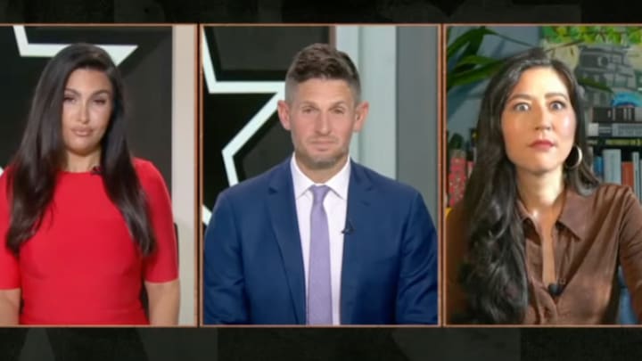 Molly Qerim, Dan Orlovsky and Mina Kimes react to Chris Canty.
