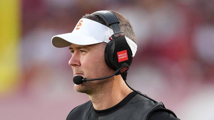 Aug 30, 2025; Los Angeles, California, USA; Southern California Trojans head coach Lincoln Riley watches from the sidelines against the Missouri State Bears in the first half at United Airlines Field at Los Angeles Memorial Coliseum. Mandatory Credit: Kirby Lee-Imagn Images Aug 30, 2025; Los Angeles, California, USA; Southern California Trojans head coach Lincoln Riley watches from the sidelines against the Missouri State Bears in the first half at United Airlines Field at Los Angeles Memorial Coliseum. Mandatory Credit: Kirby Lee-Imagn Images