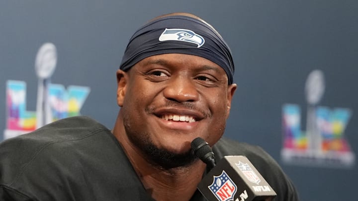 Seattle Seahawks running back Kenneth Walker III speaks in a press conference
