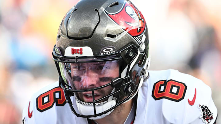 Tampa Bay Buccaneers QB Baker Mayfield would be a perfect fit with the team's latest OC candidate. (Mandatory Credit: Bob Donnan-Imagn Images)