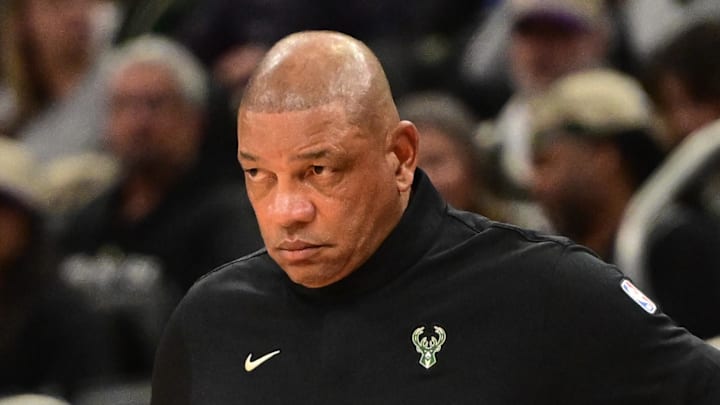 Milwaukee Bucks head coach Doc Rivers looks on in the fourth quarter against the Orlando Magic at Fiserv Forum on Mar 8, 2026.
