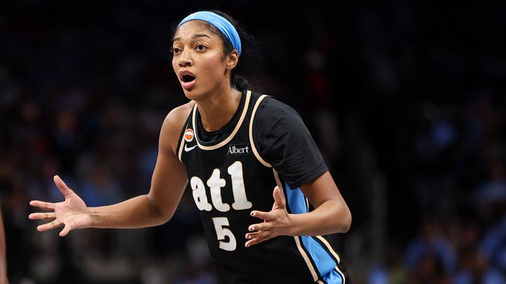 Sep 27, 2026; Atlanta, Georgia, USA; Atlanta Dream forward Angel Reese (5) reacts to a call against the Washington Mystics in the second quarter during game one of the first round for the 2026 WNBA Playoffs at State Farm Arena. Mandatory Credit: Brett Davis-Imagn Images Sep 27, 2026; Atlanta, Georgia, USA; Atlanta Dream forward Angel Reese (5) reacts to a call against the Washington Mystics in the second quarter during game one of the first round for the 2026 WNBA Playoffs at State Farm Arena. Mandatory Credit: Brett Davis-Imagn Images