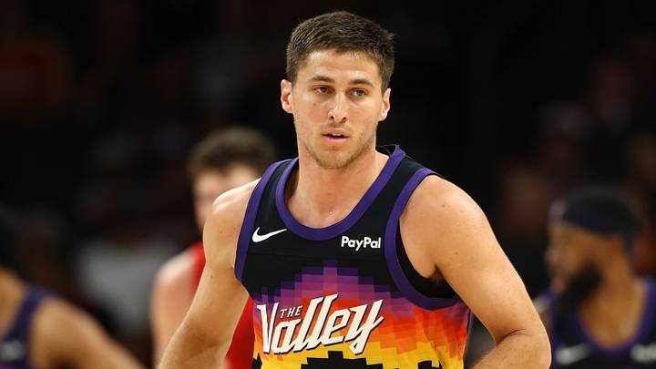 Feb 22, 2026; Phoenix, Arizona, USA; Phoenix Suns guard Collin Gillespie (12) against the Portland Trail Blazers at Mortgage Matchup Center. Mandatory Credit: Mark J. Rebilas-Imagn Images Feb 22, 2026; Phoenix, Arizona, USA; Phoenix Suns guard Collin Gillespie (12) against the Portland Trail Blazers at Mortgage Matchup Center. Mandatory Credit: Mark J. Rebilas-Imagn Images