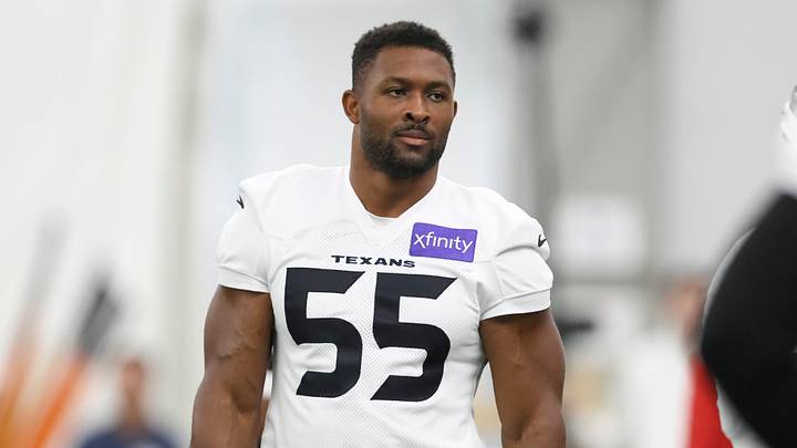 Jul 31, 2026; Houston, TX, USA; Houston Texans defensive end Danielle Hunter (55) during training camp at Houston Methodist Training Center. Mandatory Credit: Troy Taormina-Imagn Images Jul 31, 2026; Houston, TX, USA; Houston Texans defensive end Danielle Hunter (55) during training camp at Houston Methodist Training Center. Mandatory Credit: Troy Taormina-Imagn Images