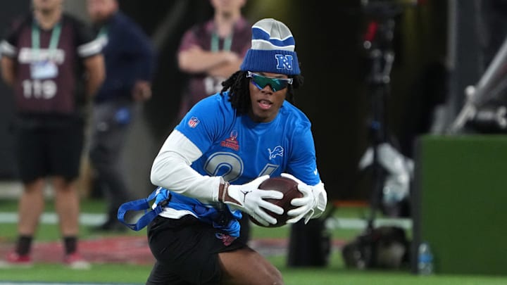 NFC running back Jahmyr Gibbs of the Detroit Lions (26) carries the ball during the 2025 Pro Bowl Games NFC running back Jahmyr Gibbs of the Detroit Lions (26) carries the ball during the 2025 Pro Bowl Games