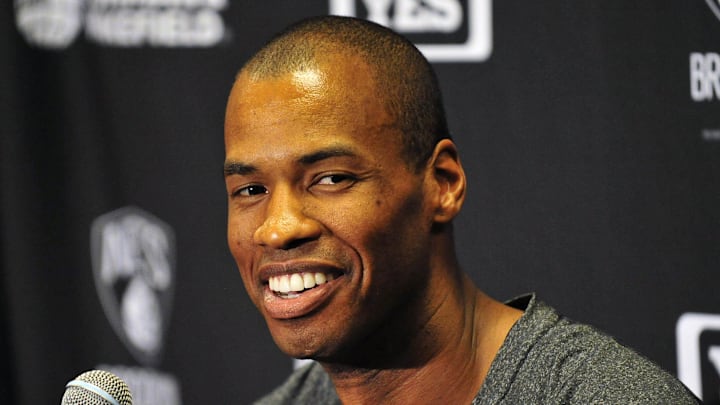 February 23, 2014; Los Angeles, CA, USA; Brooklyn Nets newly signed player Jason Collins speaks to media before playing against the Los Angeles Lakers at Staples Center. Mandatory Credit: Gary A. Vasquez-Imagn Images
February 23, 2014; Los Angeles, CA, USA; Brooklyn Nets newly signed player Jason Collins speaks to media before playing against the Los Angeles Lakers at Staples Center. Mandatory Credit: Gary A. Vasquez-Imagn Images