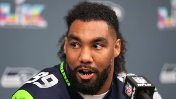 Seattle Seahawks defensive end Leonard Williams talks to media members at the San Jose Marriott. Seattle Seahawks defensive end Leonard Williams talks to media members at the San Jose Marriott.