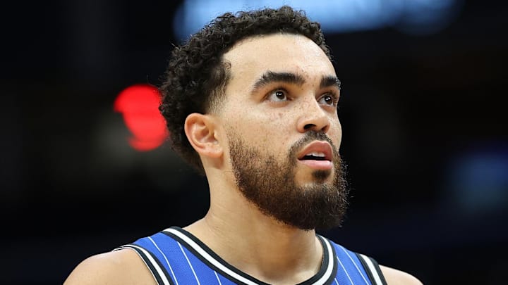 Orlando Magic guard Tyus Jones looks on during the first half against the Washington Wizards. Orlando Magic guard Tyus Jones looks on during the first half against the Washington Wizards.