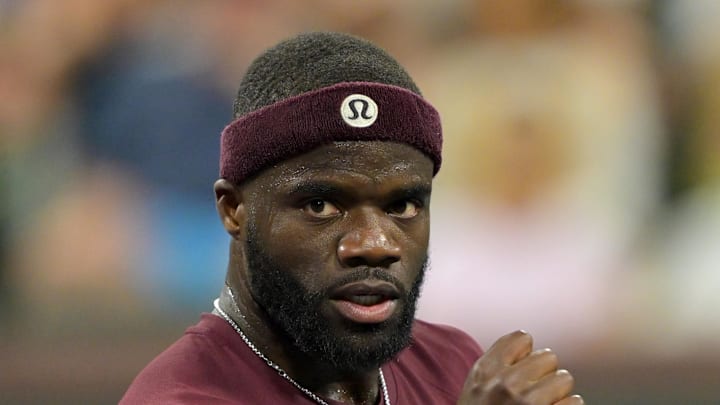 Frances Tiafoe reacts to a point