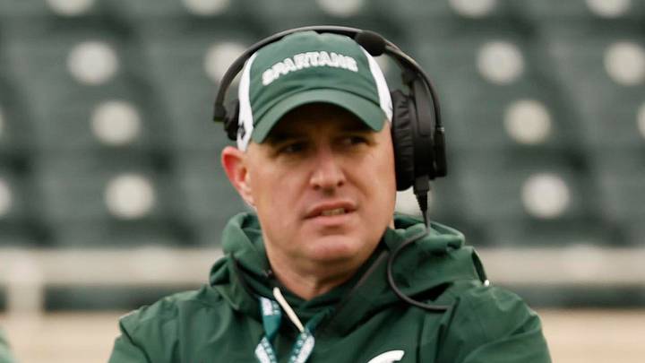 April 18, 2026; East Lansing, Mich.; Michigan State Spartans head coach Pat Fitzgerald patrols the field during his team's "Spring Showcase" at Spartan Stadium. April 18, 2026; East Lansing, Mich.; Michigan State Spartans head coach Pat Fitzgerald patrols the field during his team's "Spring Showcase" at Spartan Stadium.