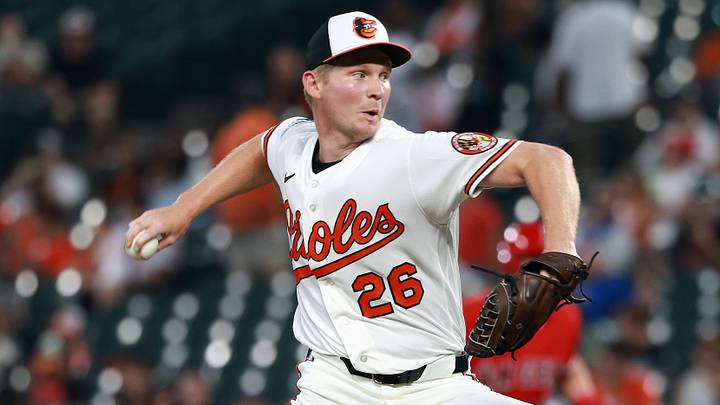 Baltimore Orioles pitcher Alex Hoppe (26) throws