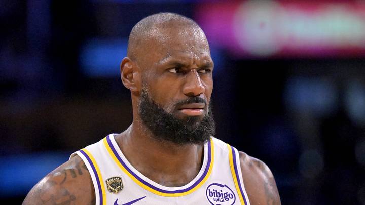 May 9, 2026; Los Angeles, California, USA; Los Angeles Lakers forward LeBron James (23) reacts after a foul in game three of the second round of the 2026 NBA Playoffs against the Oklahoma City Thunder at Crypto.com Arena. Mandatory Credit: Jayne Kamin-Oncea-Imagn Images
